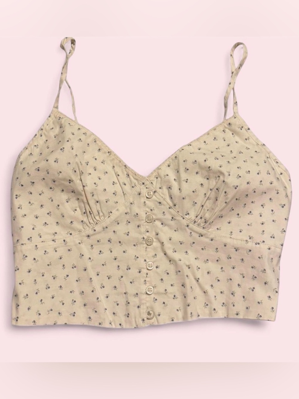 Brandy Melville Beige Floral Crop Top Cami